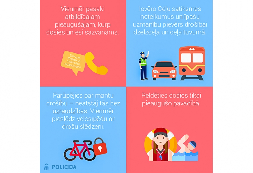 Valsts policija vasarā aicina atcerēties par drošību visās jomās
