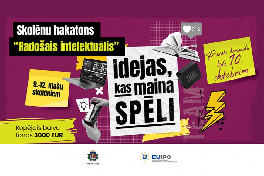 Patentu valde rīkos hakatonu skolēniem «Radošais intelektuālis»